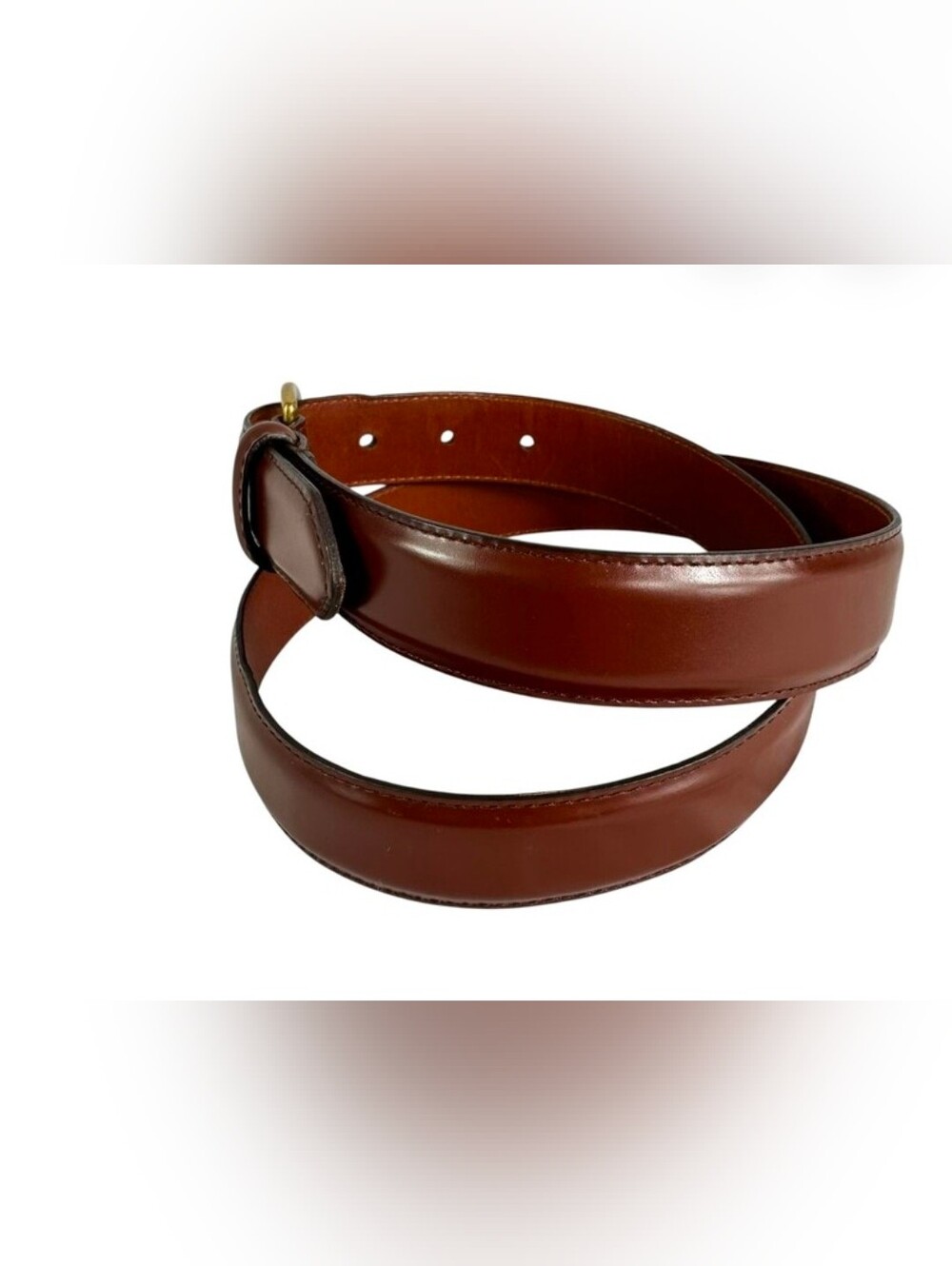 Coach Brown Cowhide Leather Logo-Stamped Belt with Solid Brass Buckle - Picture 3 of 9